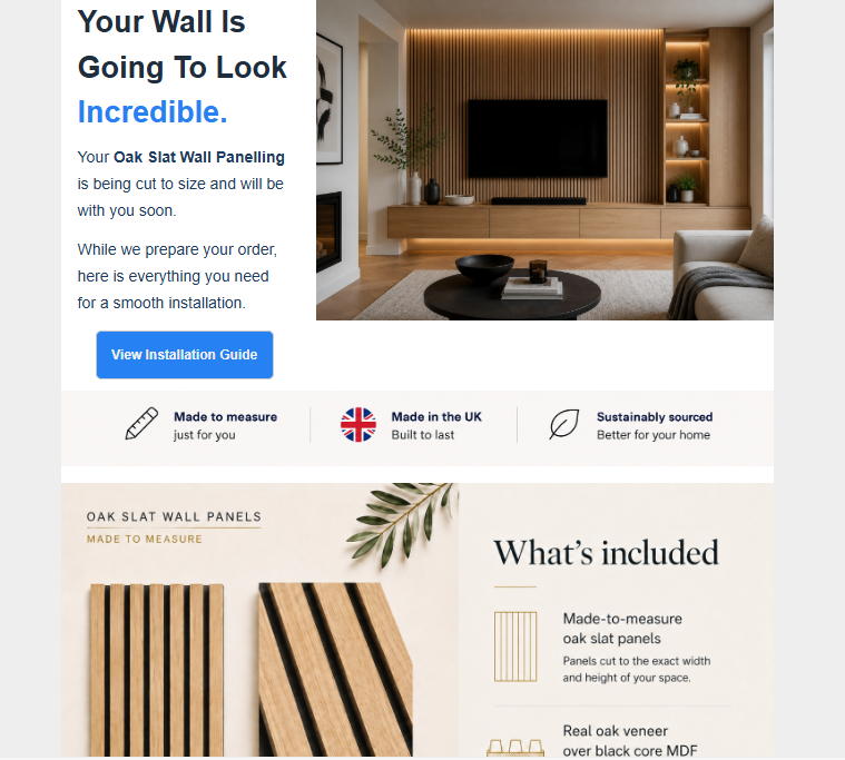 Post purchase email example