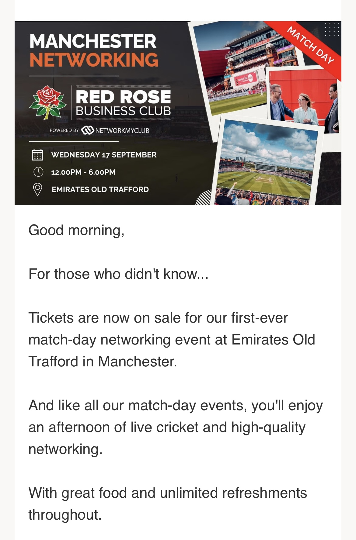 Event launch email example