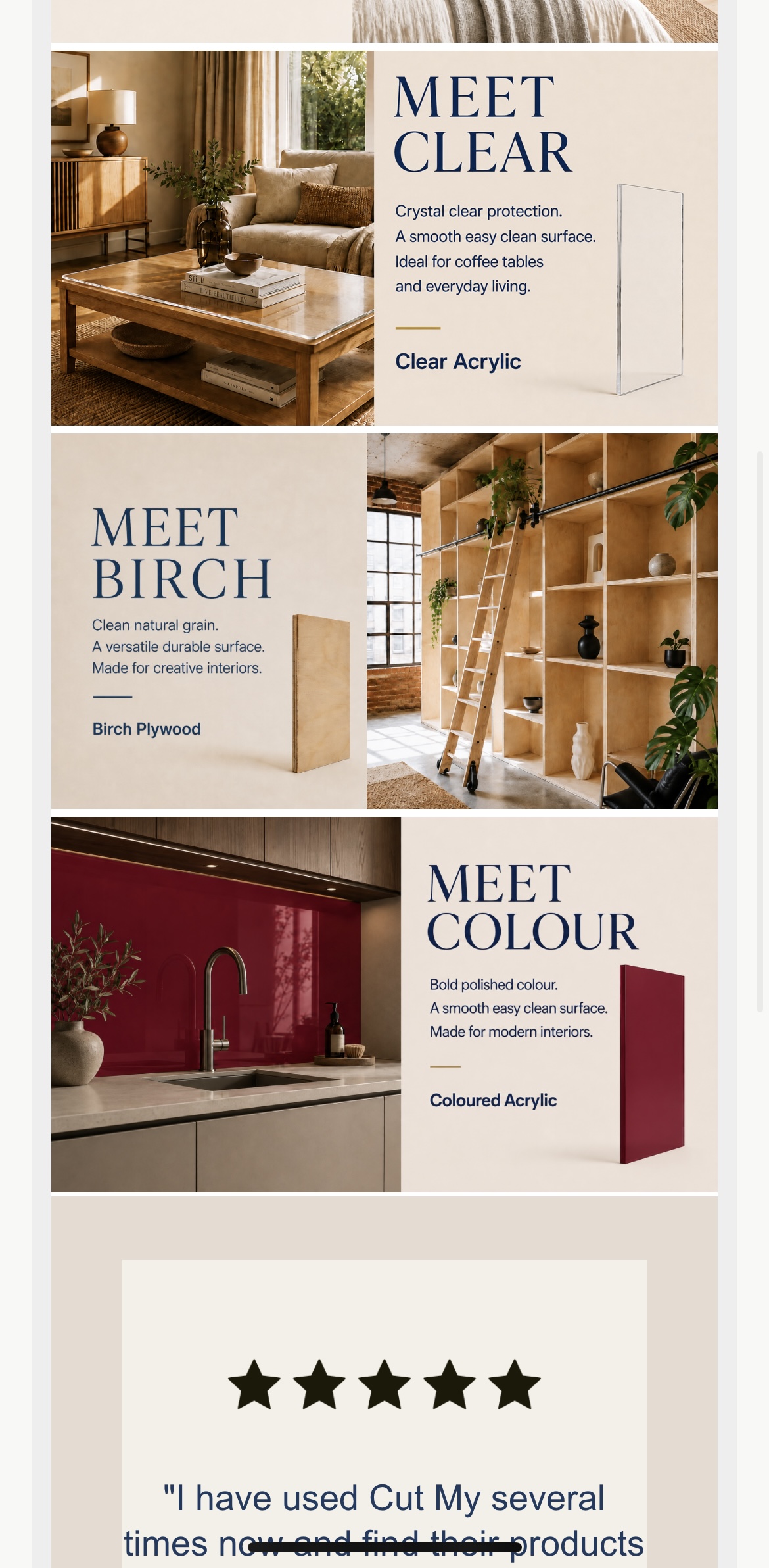Materials story email example